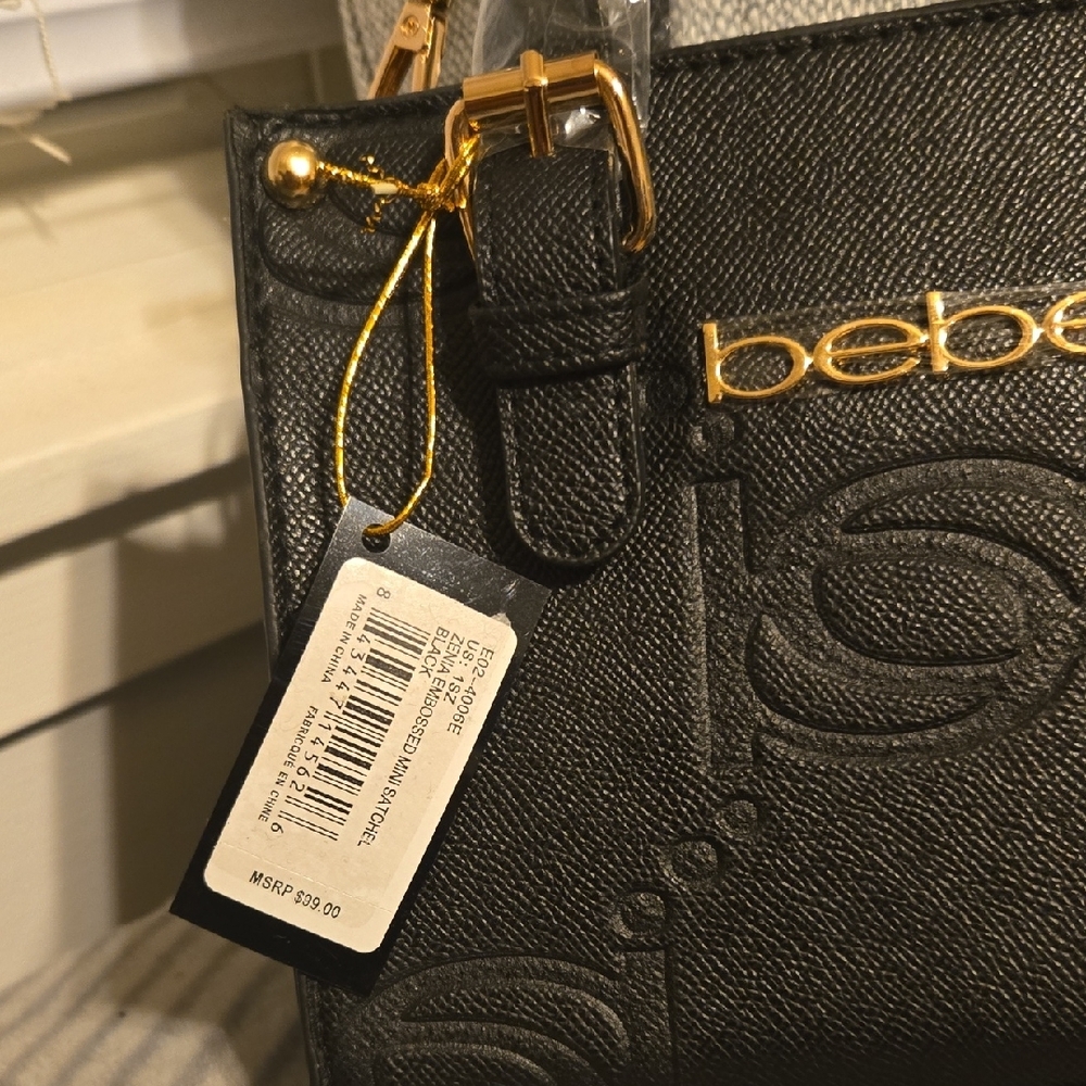Bebe Black Satchel with Gold Accents đź–¤ NEW - Picture 7 of 9